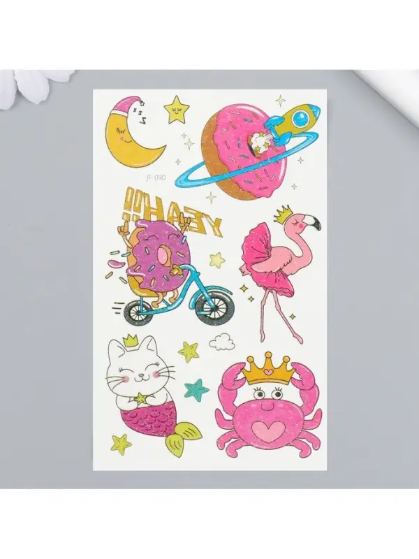 Переводные тату на тело цветные «Розовые мечты», блёстки, 12×7.5 см