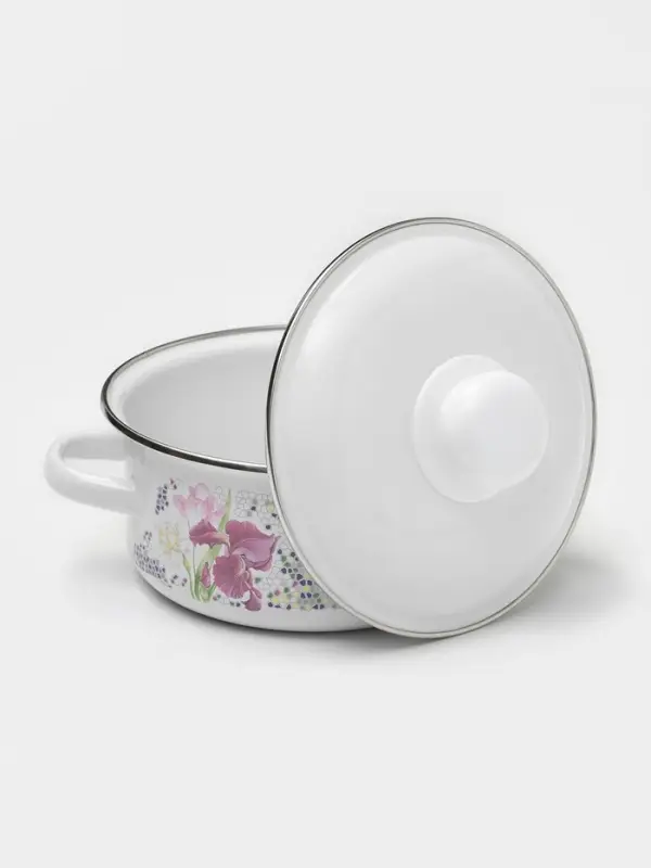 Кастрюля эмалированная &laquo;Мозаика&raquo; 1.5 л, d=15 см, индукция, белая