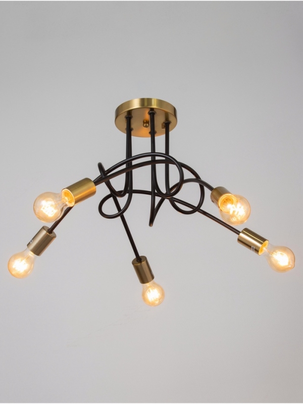 Люстра Люстра "Узел" 5х40Вт Е27 черный/латунь 52х52х36см