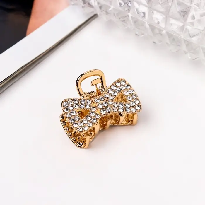 Крабик для волос &laquo;Грейс&raquo;, бант, 2.5 см, золотистый