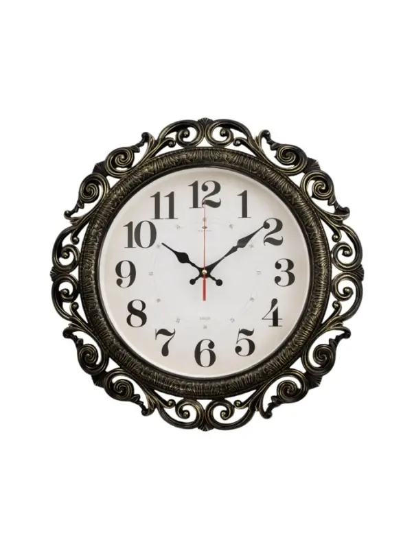 Часы настенные интерьерные &laquo;Хостон&raquo;, бесшумные, плавный ход, d=40.5 см, циферблат d=26 см, чёрный, золотистый