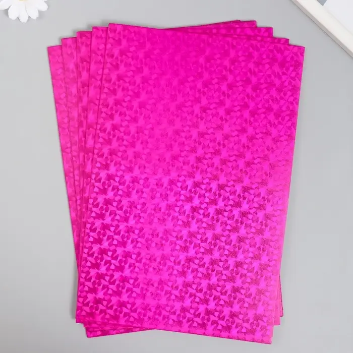 Фоамиран голограмма &laquo;Ярко-розовый&raquo;, 1.8 мм, набор 5 листов, 20&times;30 см