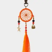 Брелок ловец снов, 17 см, оранжевый Брелок ловец снов, 17 см, оранжевый