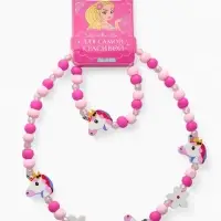 Набор детских украшений Выбражулька &laquo;Единорожек&raquo;, 2 предмета: бусы, браслет, розовый