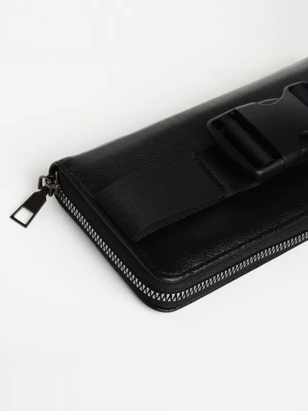 Сумка мужская через плечо TEXTURA, портмоне - клатч, на молнии, чёрная