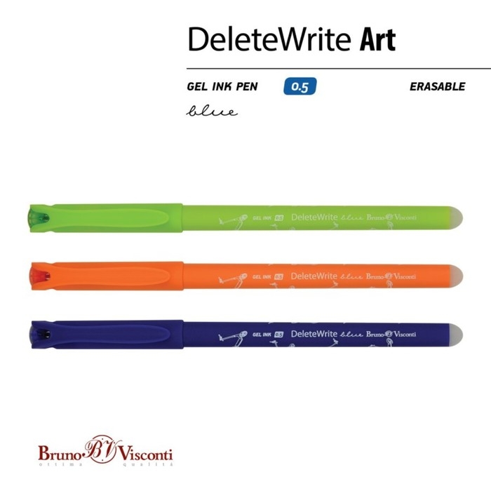 Ручка гелевая со стираемыми чернилами BrunoVisconti DeleteWrite Ручка гелевая со стираемыми чернилами BrunoVisconti DeleteWrite "Самокаты", узел 0.5 мм, синие чернила, матовый корпус Soft Touch, МИКС