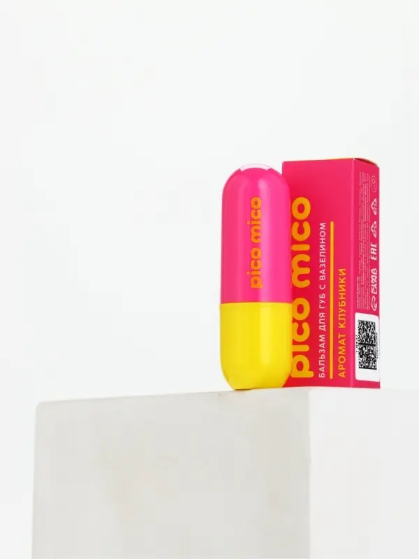 Бальзам для губ с вазелином, аромат: клубника, 3.8 г, PICO MICO