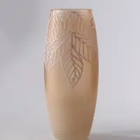 Ваза &laquo;Кармен&raquo; листья, овал, h=26 см, стекло, пудра