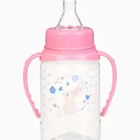 Бутылочка для кормления малыша M&B &laquo;Доченька&raquo;, классическое горло, с ручками, от 0 мес., 150 мл., розовый