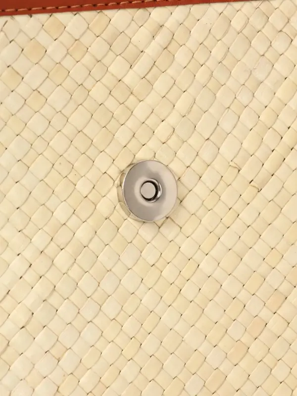 Сумка плетёная на застёжке из пандана, 41&times;16&times;50 см, бежево-коричневая