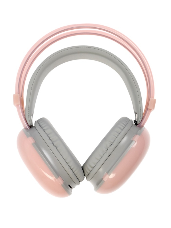 Наушники полноразмерные Mybit W-33, RGB подсветка, BT5.3, 800 мАч, Type-C, розовые