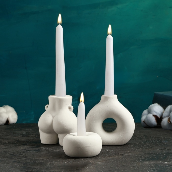 Набор подсвечников Набор подсвечников "Марта, Меланд, Эдвард" белый песок, 3шт/8х10см/10х10см/4х7см