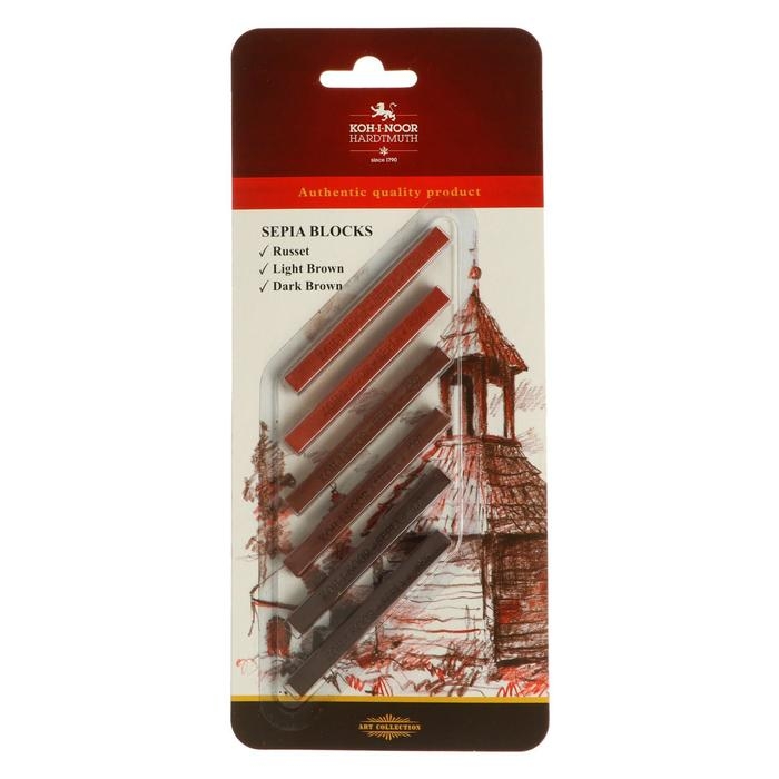 Набор сангина-сепия 6 штук Koh-I-Noor 4392, брусок 7 х 7 мм, блистер Набор сангина-сепия 6 штук Koh-I-Noor 4392, брусок 7 х 7 мм, блистер