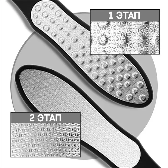Пилка для пяток, лазерная, двусторонняя, прорезиненная ручка, 26 см, цвет чёрный