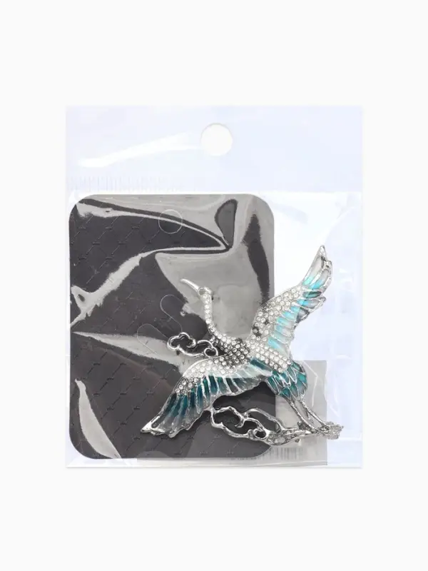 Брошь &laquo;Аист в облаках&raquo;, белая, голубая в серебре