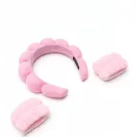 Ободок для умывания с напульсниками, 18&times;18 см, розовый