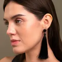 Серьги &laquo;Кисти&raquo;, цвет чёрный, L кисти 9 см