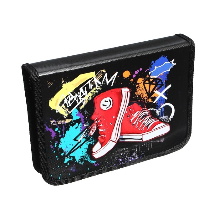 Пенал 1 секция, 140 х 205 х 38 мм, 2 откидные планки, Calligrata 30П32_2В Пенал 1 секция, 140 х 205 х 38 мм, 2 откидные планки, Calligrata 30П32_2В "Кеды", ламинированный картон