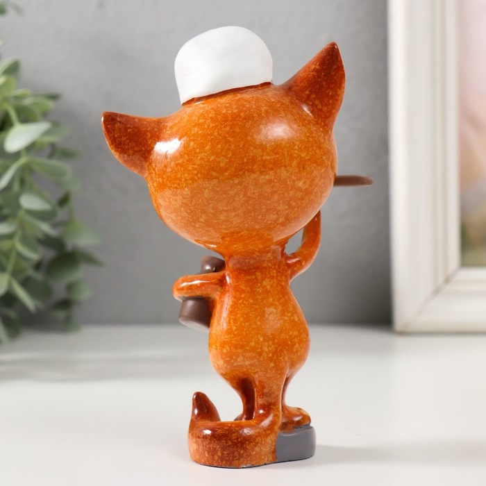 Сувенир полистоун лак Сувенир полистоун лак "Котик-повар с кашей в горшочке" 8,2х7х14,3 см