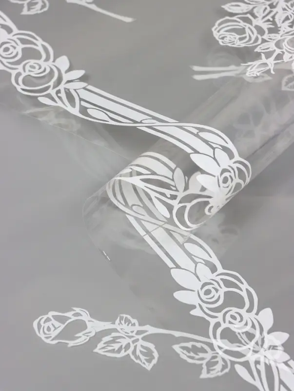 Пленка прозрачная с рисунком "Роза+кайма" Белый 0.7×8.2±5%м