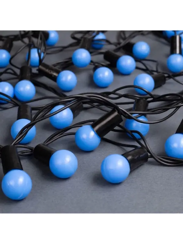 Гирлянда &laquo;Нить&raquo; 20 м с насадками &laquo;Шарики 1.5 см&raquo;, IP44, тёмная нить, 200 LED, свечение синее, 8 режимов, 220 В