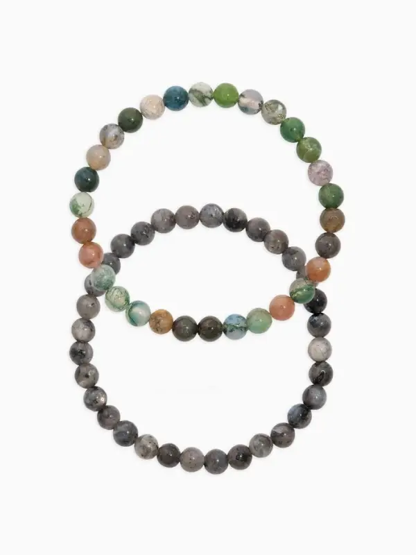 Набор браслетов из бусин &laquo;Лабрадор и Яшма&raquo;, 2 шт. шар №6