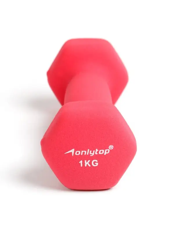 Гантель неопреновая ONLYTOP, 1 кг, цвет фуксия