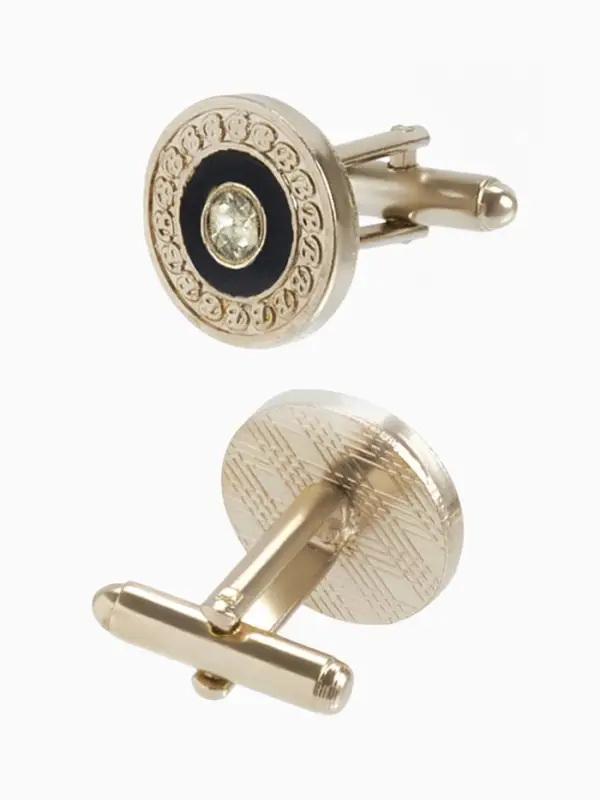 Набор мужской медный &laquo;Запонки + Зажим для галстука&raquo;, круг с гравировкой, чёрно-белый в серебре