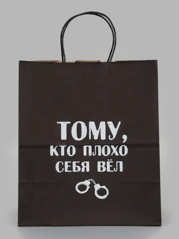 Пакет подарочный &laquo;Тому, кто плохо себя вёл&raquo;, 24&times;14&times;28 см, крафт