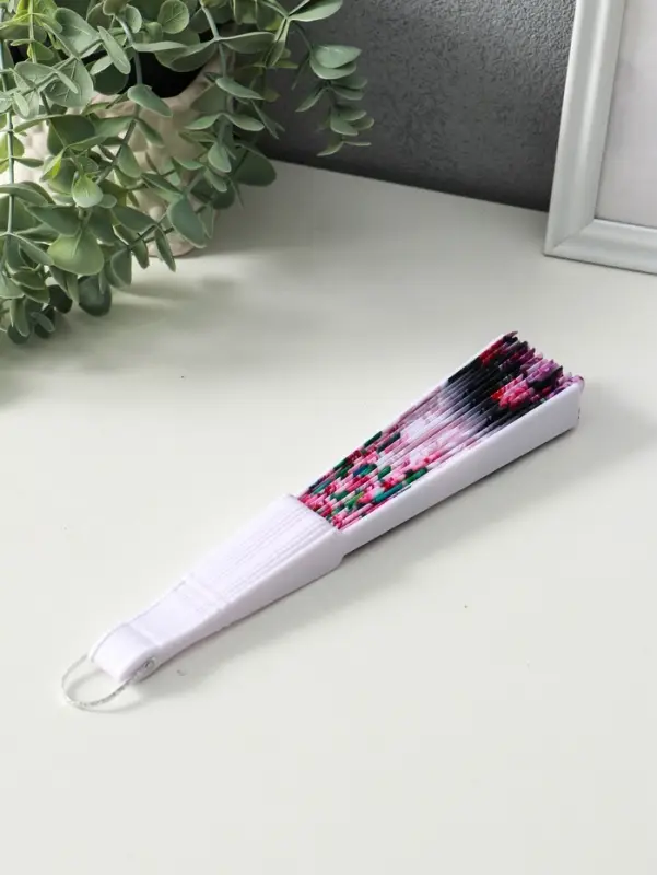 Веер пластик, текстиль Веер пластик, текстиль "Цветочный" МИКС широкие лопасти 23 см