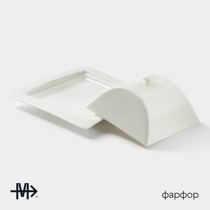 Маслёнка Magistro &laquo;Бланш&raquo;, 16&times;8 см, фарфор, белая