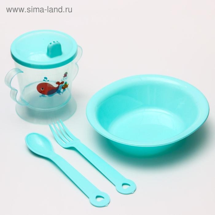 Набор для кормления: миска, поильник, вилка, ложка, цвет МИКС Набор для кормления: миска, поильник, вилка, ложка, цвет МИКС