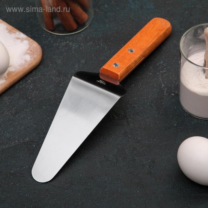 Лопатка для торта и пиццы Доляна, 26×6 см, цвет коричневый Лопатка для торта и пиццы Доляна, 26×6 см, цвет коричневый