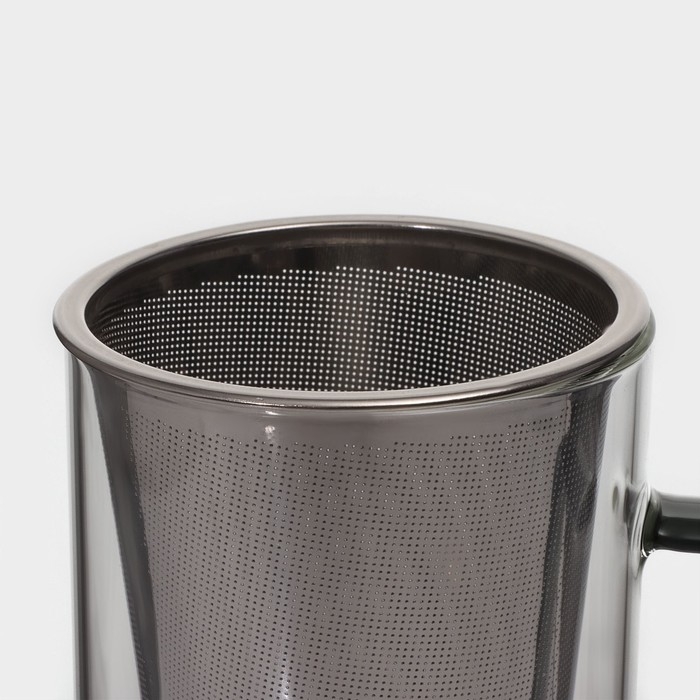 Кружка стеклянная для заваривания с металлическим ситом, 550 мл Кружка стеклянная для заваривания с металлическим ситом, 550 мл