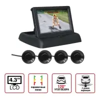 Парктроник PS-842U (4 датчика+коннекторы, ЖК-Дисплей, камера заднего вида)