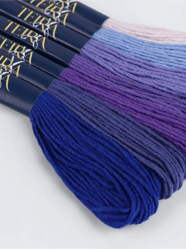 Нитки мулине TEIRA, 8&plusmn;1 м, набор 7 шт., хлопок, фиолетовые
