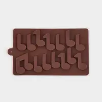 Форма для шоколада Доляна &laquo;Ноты&raquo;, силикон, 19.5&times;12&times;1 см, 15 ячеек (4.2&times;2.2 см), коричневый