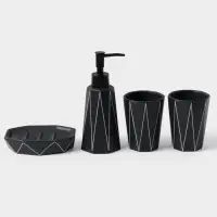 Аксессуары для ванной &laquo;Локо&raquo;, 4 предмета, дозатор для мыла 280 мл, мыльница, 2 стакана 250 мл, чёрные