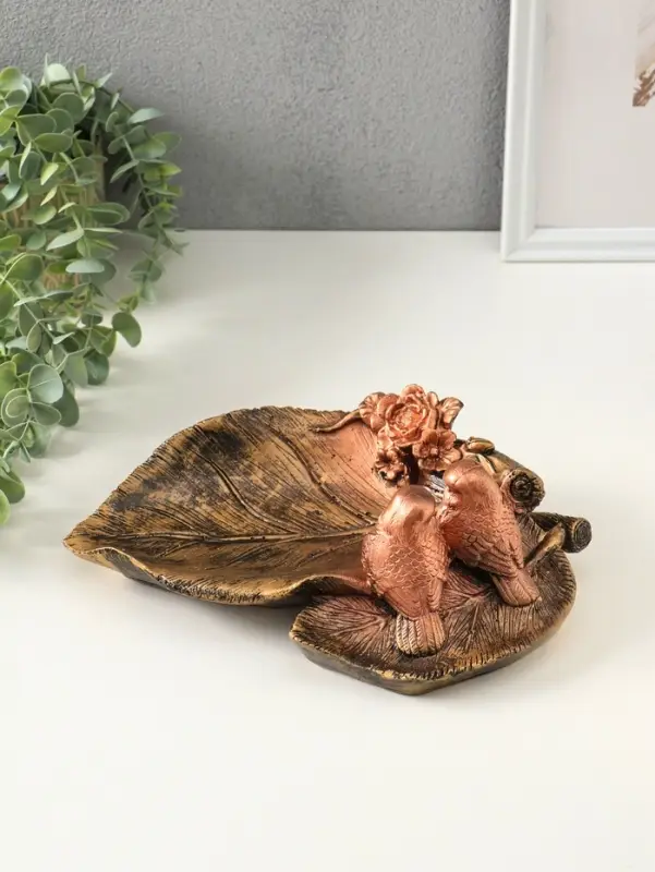 Подставка для мелочей &laquo;Птички&raquo;, гипс под бронзу, 10&times;25&times;20 см