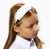 Ободок для волос белый, цветы, 10 см, Коты аристократы