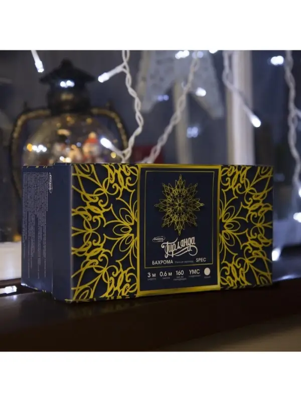 Гирлянда &laquo;Бахрома&raquo; 3&times;0.6 м, IP44, УМС, белая нить, 160 LED, свечение белое, 220 В