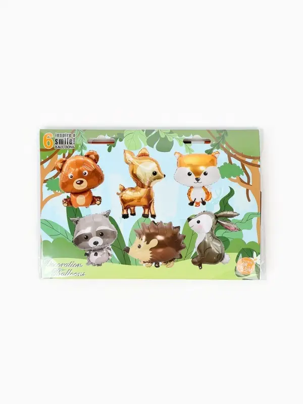 Воздушные шары фольгированные, набор &laquo;Лесные зверята&raquo;, 6 шт.