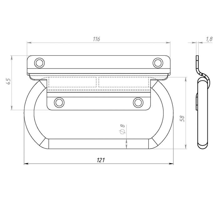 Ручка откидная ТУНДРА, покрытие цинк, 1 шт.