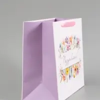 Пакет подарочный &laquo;Поздравляем. Цветы&raquo;, 27&times;23&times;11.5 см