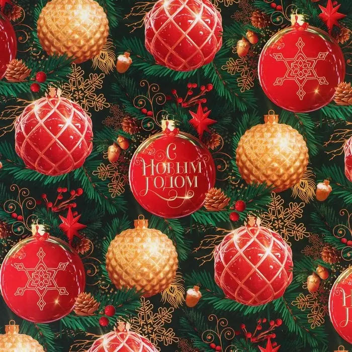 Упаковочная бумага «С Новым годом», 70 х 100 см, глянцевая