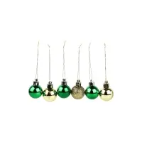 Шары ёлочные новогодние, пластик, d=3 см, 6 шт., золотые, зелёные