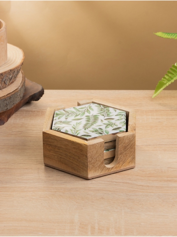 Подставка под горячее (набор 4 шт)  Подставка под горячее (набор 4 шт) "Оливковая ветвь" дерево манго 15х13х5 см