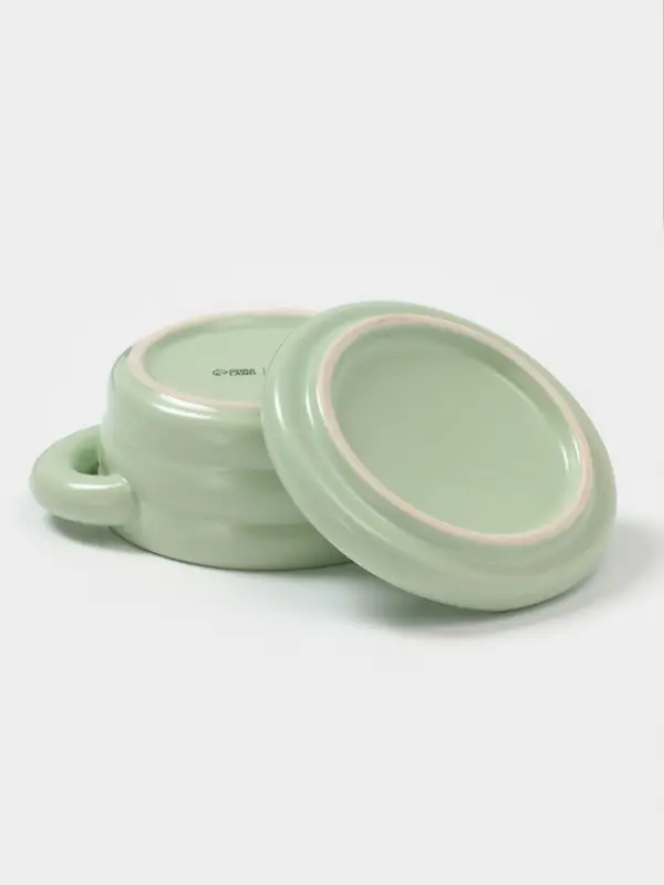 Горшочек для запекания Доляна &laquo;Зефир&raquo;, 250 мл, 15&times;10.5&times;6.3 см, с ручками, с крышкой, керамика, зелёный