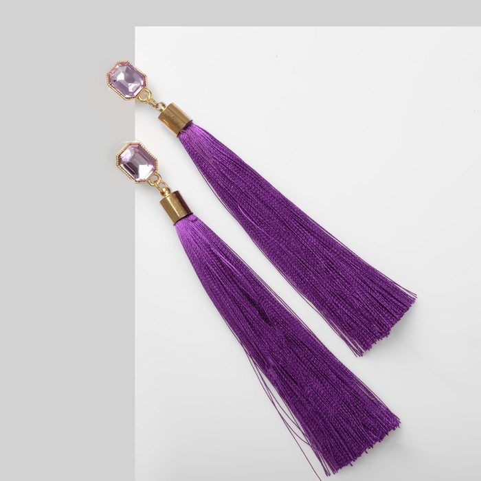 Серьги «Кисти» сияние, цвет фиолетовый в золоте, L кисти 8 см Серьги «Кисти» сияние, цвет фиолетовый в золоте, L кисти 8 см