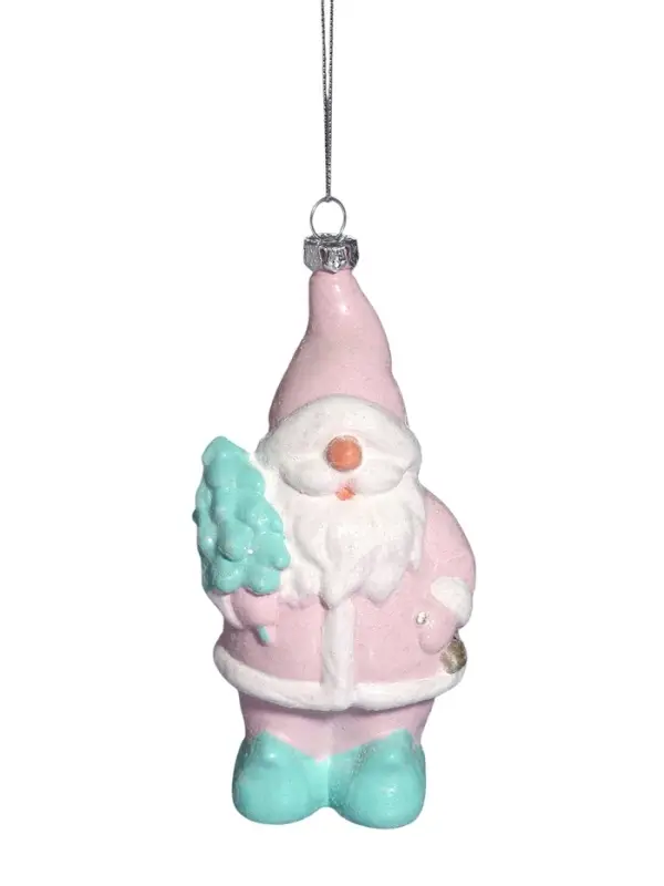 Ёлочная игрушка &laquo;Блеск праздника. Дед Мороз с ёлкой&raquo;, 13.5&times;7.5 см, розово-зелёная